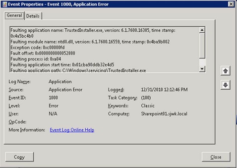 Trusted Installer - Application Event Log